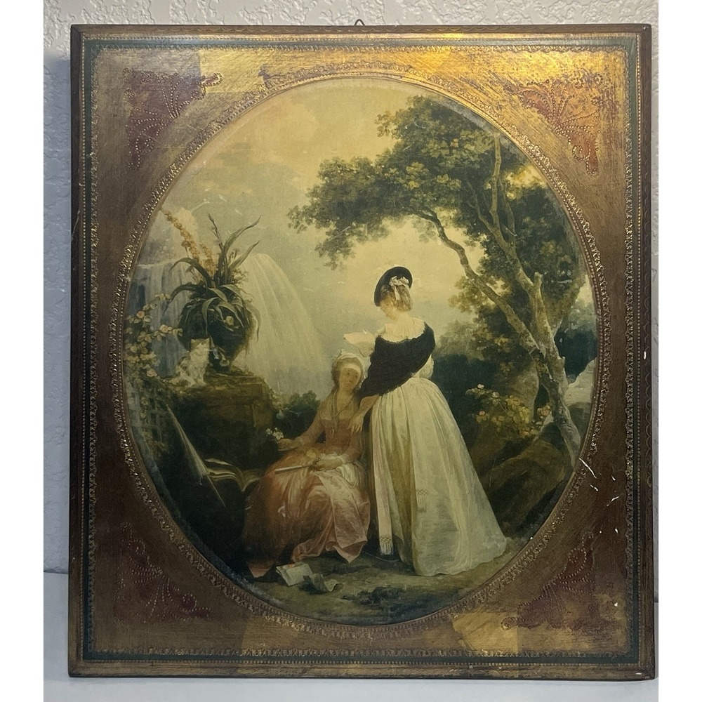 Italian Florentine Gold Gilt Plaque Fr. Alineri "Reading" J.B. Hilair Louvre